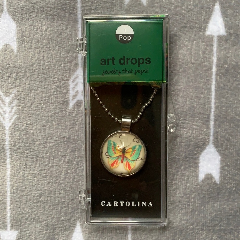 Cartolina 18” art drop butterfly necklace by iPop, NIB